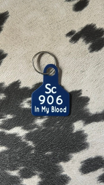 906 In my Blood Duplicate Ear Tag Key Chain
